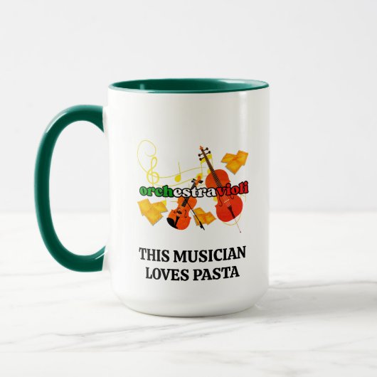 Ravioli MUZIKANTEN DIE HOUDEN VAN PASTA Monogram Mok (Links)