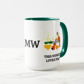 Ravioli MUZIKANTEN DIE HOUDEN VAN PASTA Monogram Mok (Voorkant rechts)