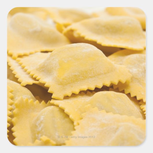 ravioli vierkante sticker (Voorkant)