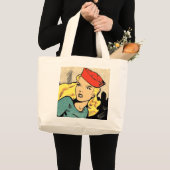 Ravishing Blond Comic Book Heroine Grote Tote Bag (Voorkant (product))