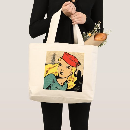 Ravishing Blond Comic Book Heroine Grote Tote Bag (Voorkant (product))