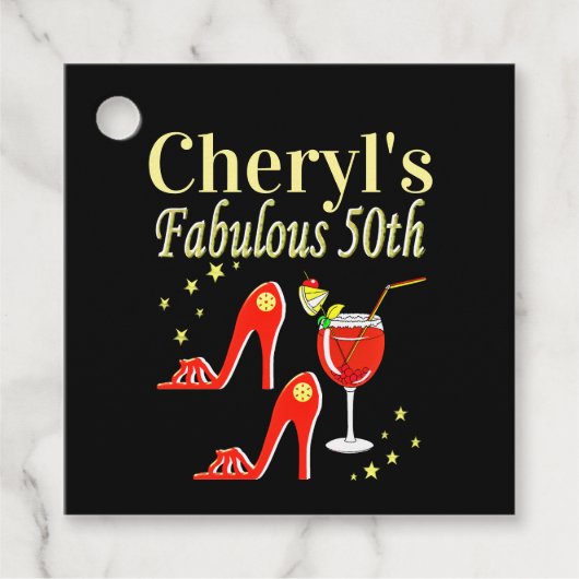 RAVISHING RED 50TH BIRTHDAY DIVA DESIGN BEDANKJES LABELS (Voorkant)