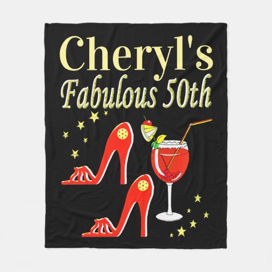 RAVISHING RED 50TH BIRTHDAY DIVA DESIGN FLEECE DEKEN (Voorkant)