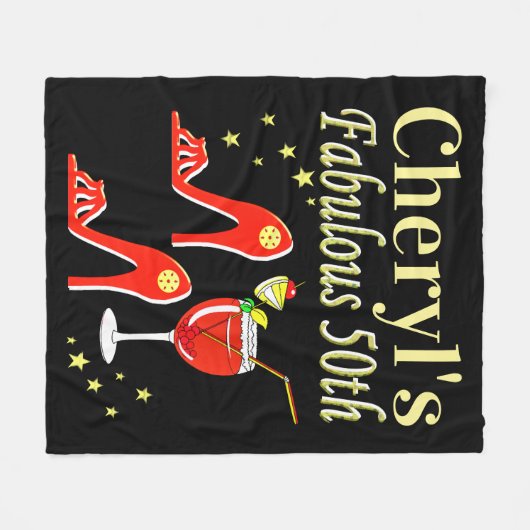 RAVISHING RED 50TH BIRTHDAY DIVA DESIGN FLEECE DEKEN (Voorkant (Horizontaal))