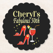 RAVISHING RED 50TH BIRTHDAY DIVA DESIGN KARTONNEN ONDERZETTERS (Voorkant)