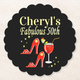 RAVISHING RED 50TH BIRTHDAY DIVA DESIGN KARTONNEN ONDERZETTERS