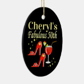 RAVISHING RED 50TH BIRTHDAY DIVA DESIGN KERAMISCH ORNAMENT (Rechts)