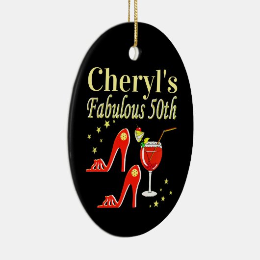 RAVISHING RED 50TH BIRTHDAY DIVA DESIGN KERAMISCH ORNAMENT (Rechts)