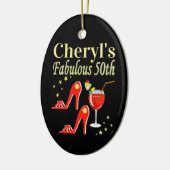 RAVISHING RED 50TH BIRTHDAY DIVA DESIGN KERAMISCH ORNAMENT (Links)