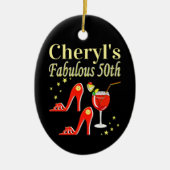 RAVISHING RED 50TH BIRTHDAY DIVA DESIGN KERAMISCH ORNAMENT (Voorkant)