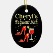 RAVISHING RED 50TH BIRTHDAY DIVA DESIGN KERAMISCH ORNAMENT (Achterkant)