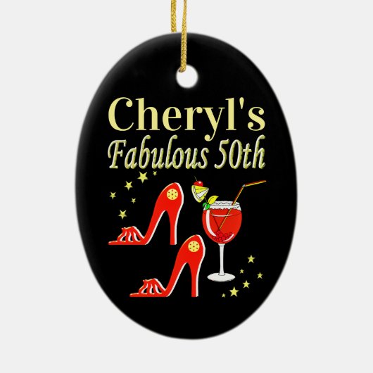 RAVISHING RED 50TH BIRTHDAY DIVA DESIGN KERAMISCH ORNAMENT (Achterkant)