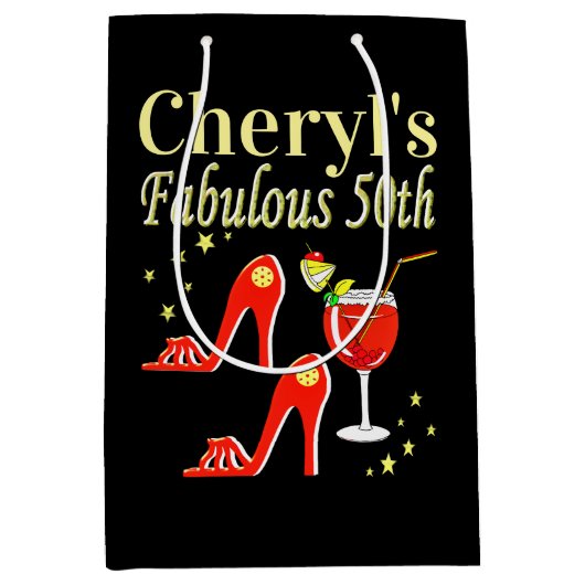 RAVISHING RED 50TH BIRTHDAY DIVA DESIGN MEDIUM CADEAUZAKJE (Voorkant)