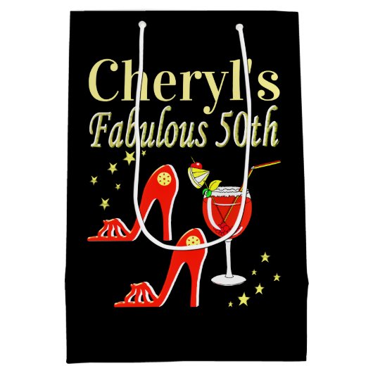 RAVISHING RED 50TH BIRTHDAY DIVA DESIGN MEDIUM CADEAUZAKJE (Achterkant)