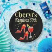 RAVISHING RED 50TH BIRTHDAY DIVA DESIGN PAPIEREN BORDJE (Feest)