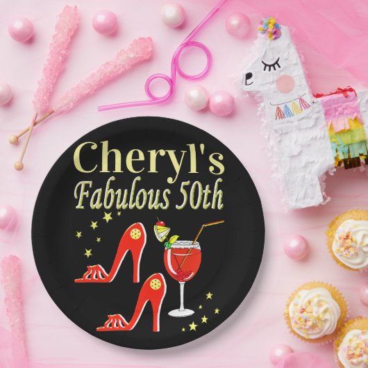 RAVISHING RED 50TH BIRTHDAY DIVA DESIGN PAPIEREN BORDJE (Feest)