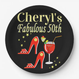 RAVISHING RED 50TH BIRTHDAY DIVA DESIGN PAPIEREN BORDJE