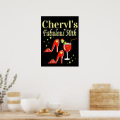 RAVISHING RED 50TH BIRTHDAY DIVA DESIGN POSTER (Keuken)