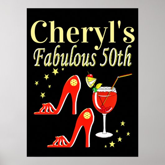 RAVISHING RED 50TH BIRTHDAY DIVA DESIGN POSTER (Voorkant)