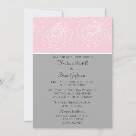 Ravishing Rozen Elegant Wedding Invitation Kaart (Voorkant)