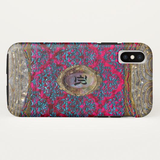 Ravone Damask Baroque Monogram Case-Mate iPhone Case (Achterkant (horizontaal))