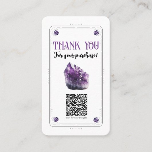 Raw Amethist Paarse Crystal Social Media QR Code Visitekaartje (Voorkant)