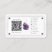 Raw Amethist Paarse Crystal Social Media QR Code Visitekaartje (Achterkant)