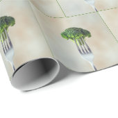 Raw Broccoli Floret On a Fork Cadeaupapier (Rol Hoek)