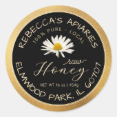 Raw Honey Black Daisy Gold Grunge Border Ronde Sticker (Voorkant)