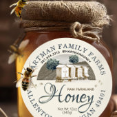 Raw Honey Hives Bijen Landbouwgrond Productlabel Ronde Sticker