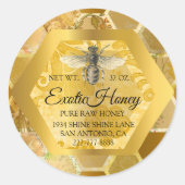 Raw Honey Jar Honeybee Honeycomb Bee Apiary Golden Ronde Sticker (Voorkant)