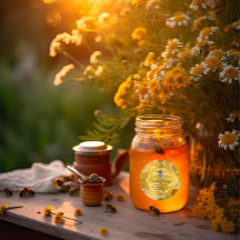 Raw Honey Jar Honeybee Honeycomb Bee Apiary Golden