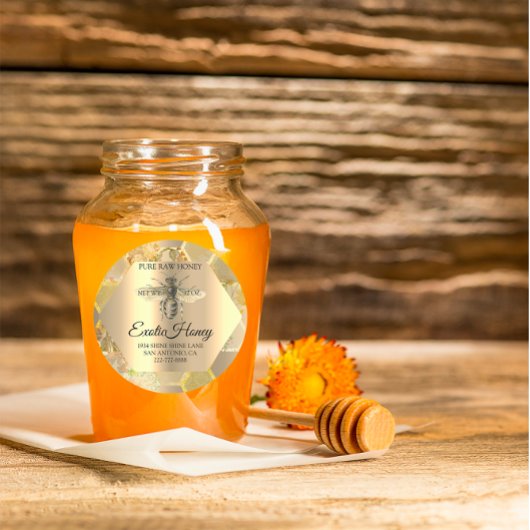 Raw Honey Jar Honeybee Honeycomb Bee Apiary VIP Ronde Sticker