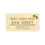 Raw Honey Label Honeycomb & Bee (Voorkant)
