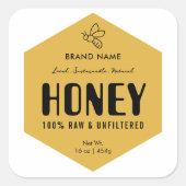 Raw Honey Trendy Beehive Design Jar Label (Voorkant)