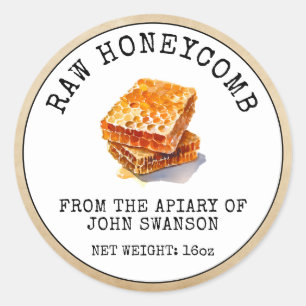 Raw Honeycomb Apiary Bijenkorf Honing Ronde Sticker