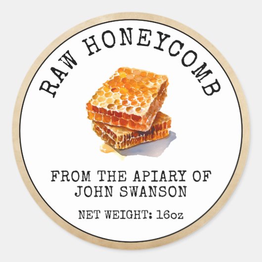 Raw Honeycomb Apiary Bijenkorf Honing Ronde Sticker (Voorkant)