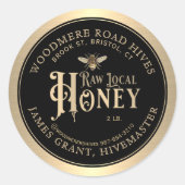 Raw Local Honey Custom Label met Bee Black Gold (Voorkant)