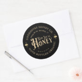 Raw Local Honey Custom Label met Bijen op Zwart (Envelop)