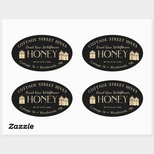 Raw Local Wildflower Hives Honey Label Zwart (Vel)