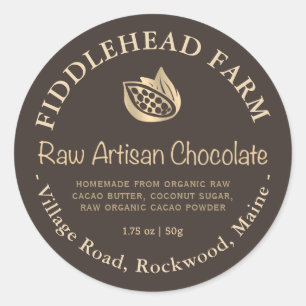 Raw Organic Chocolate Label Gold Cacao Cacaobonen