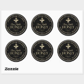 Raw Tupelo Honing Zwart Goud Queen Bee Ronde Sticker (Vel)
