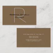 Raw Umber Brown Gray Monogram Visitekaartje (Voorkant / Achterkant)
