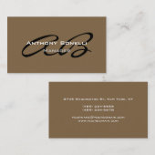 Raw Umber Brown Modern Monogram Visitekaartje (Voorkant / Achterkant)