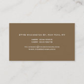 Raw Umber Brown Modern Monogram Visitekaartje (Achterkant)
