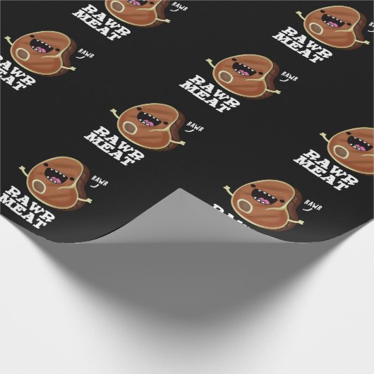 Raw Vlees Funny Raw Vat Pun Dark BG Cadeaupapier (Hoek)