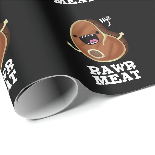 Raw Vlees Funny Raw Vat Pun Dark BG Cadeaupapier (Rol Hoek)