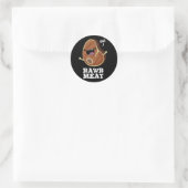 Raw Vlees Funny Raw Vat Pun Dark BG Ronde Sticker (Tas)