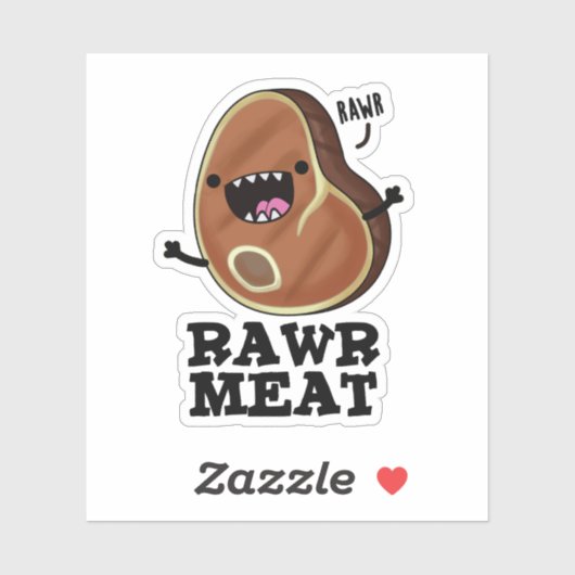 Raw Vlees Funny Raw Vat Pun Sticker (Vel)