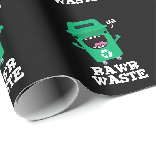 Raw Waste Funny Garbage Pun Dark BG Cadeaupapier (Rol Hoek)